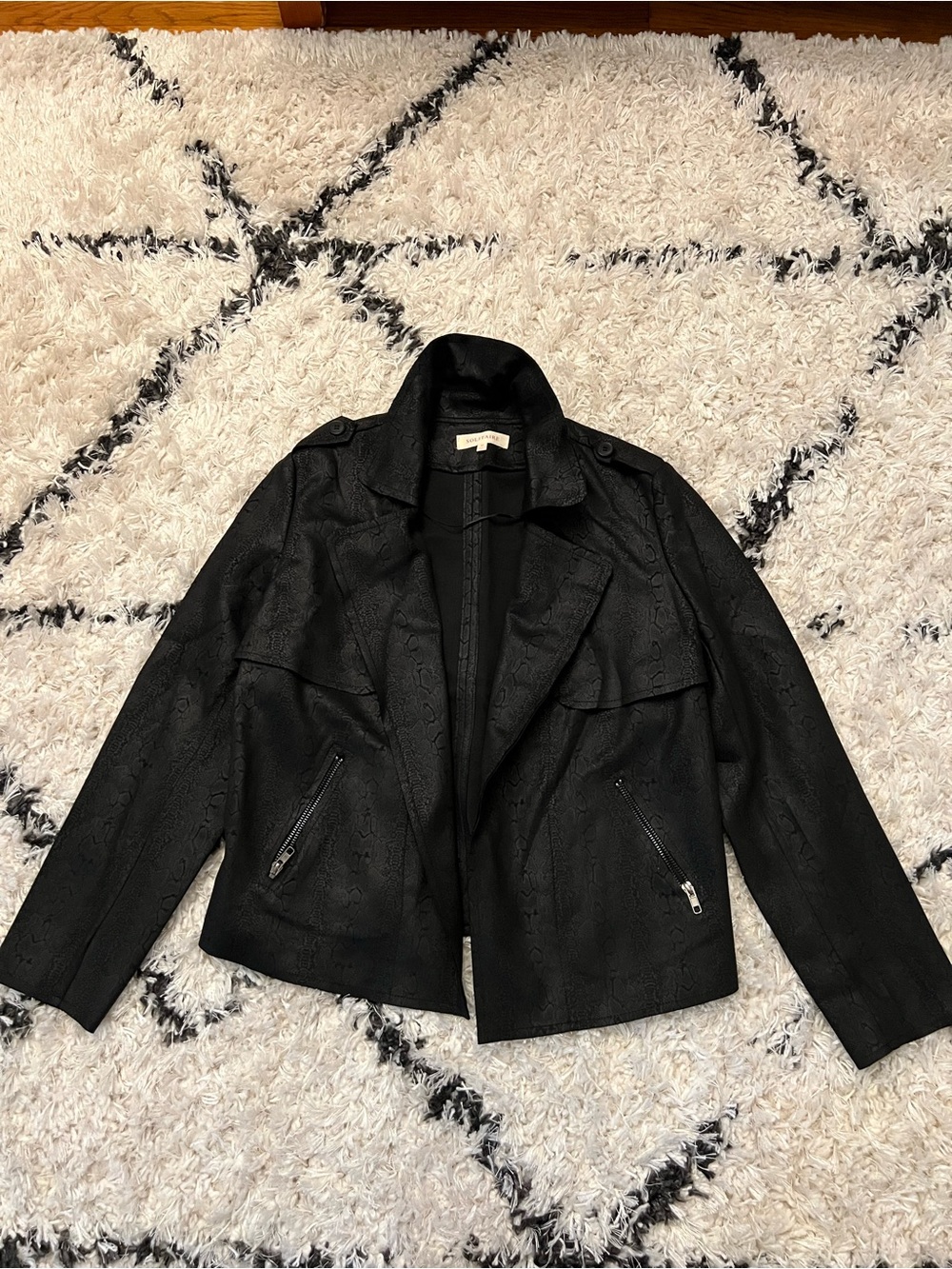 Solitaire Black Textured Moto Jacket